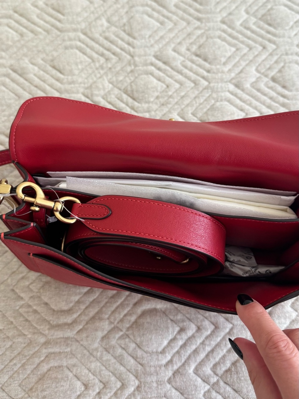 Coach Poppy Red Soft Leather Shoulder Tabby 26 Purse - Picture 7 of 10